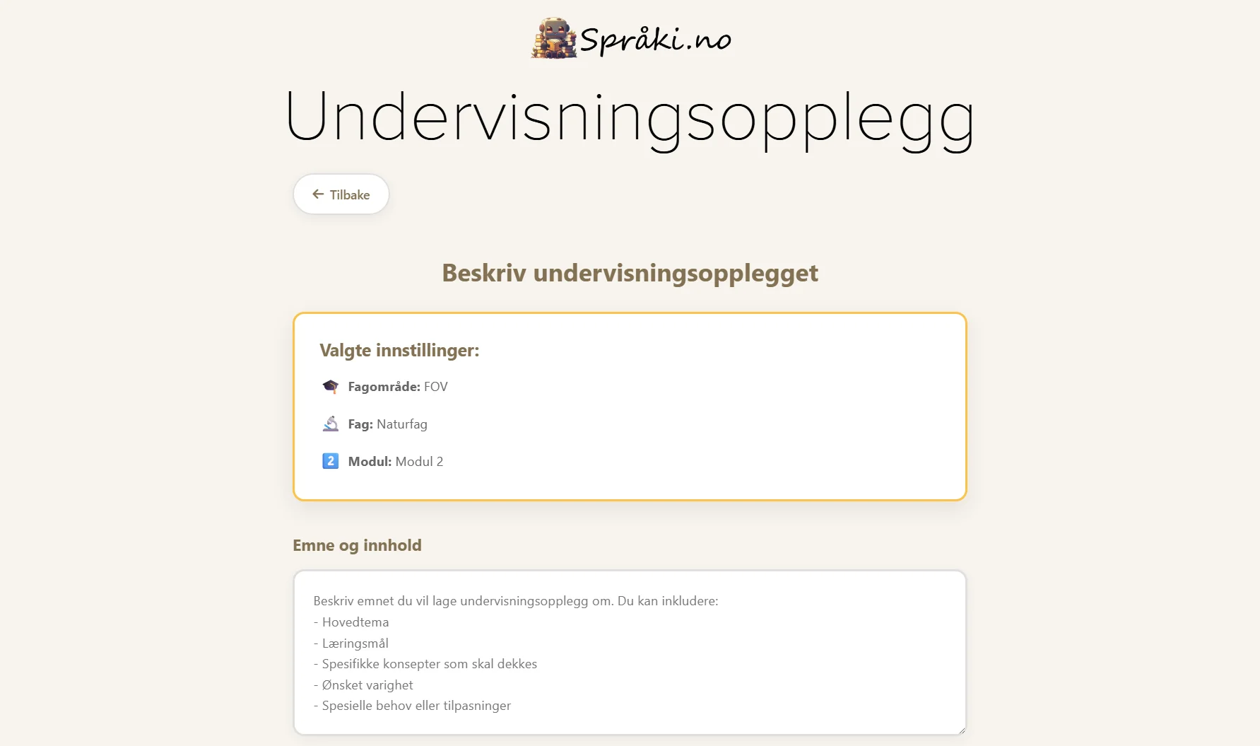 Lærerportal i Språki
