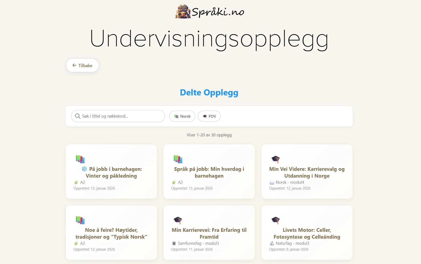 Lærerportal i Språki